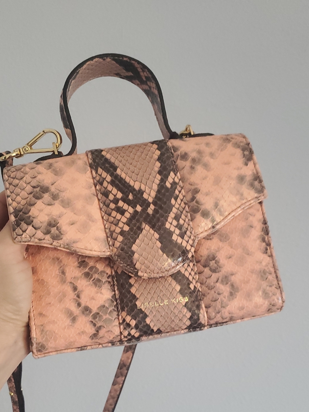 LISELLE KISS ITALIAN Pink Snake-Print Mini Crossbody Bag